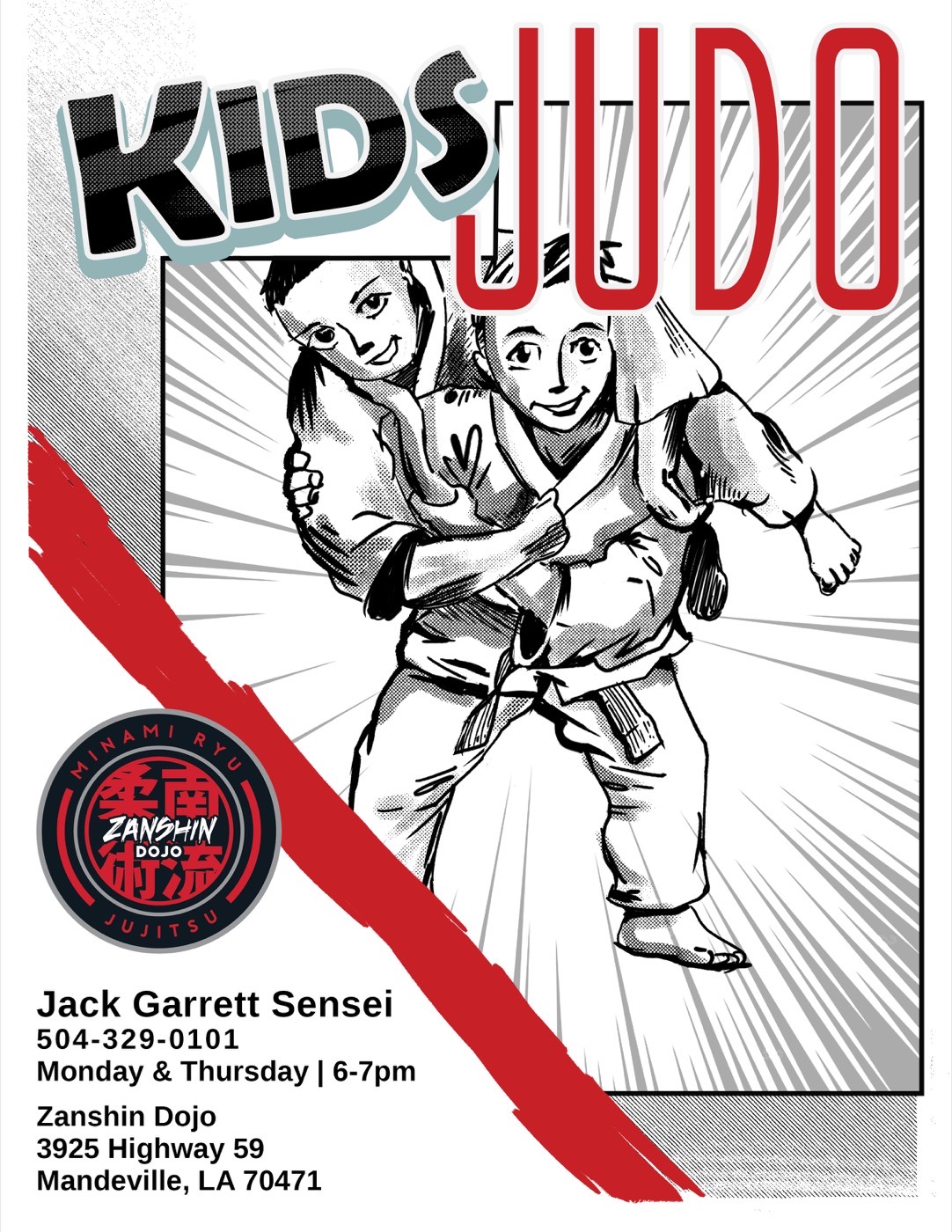 Kids Judo wall panel at Zanshin Dojo