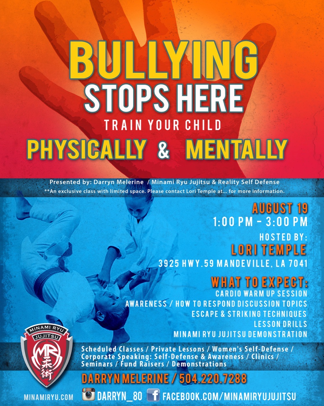 Bullying Stops Here youth self-defense wall panel