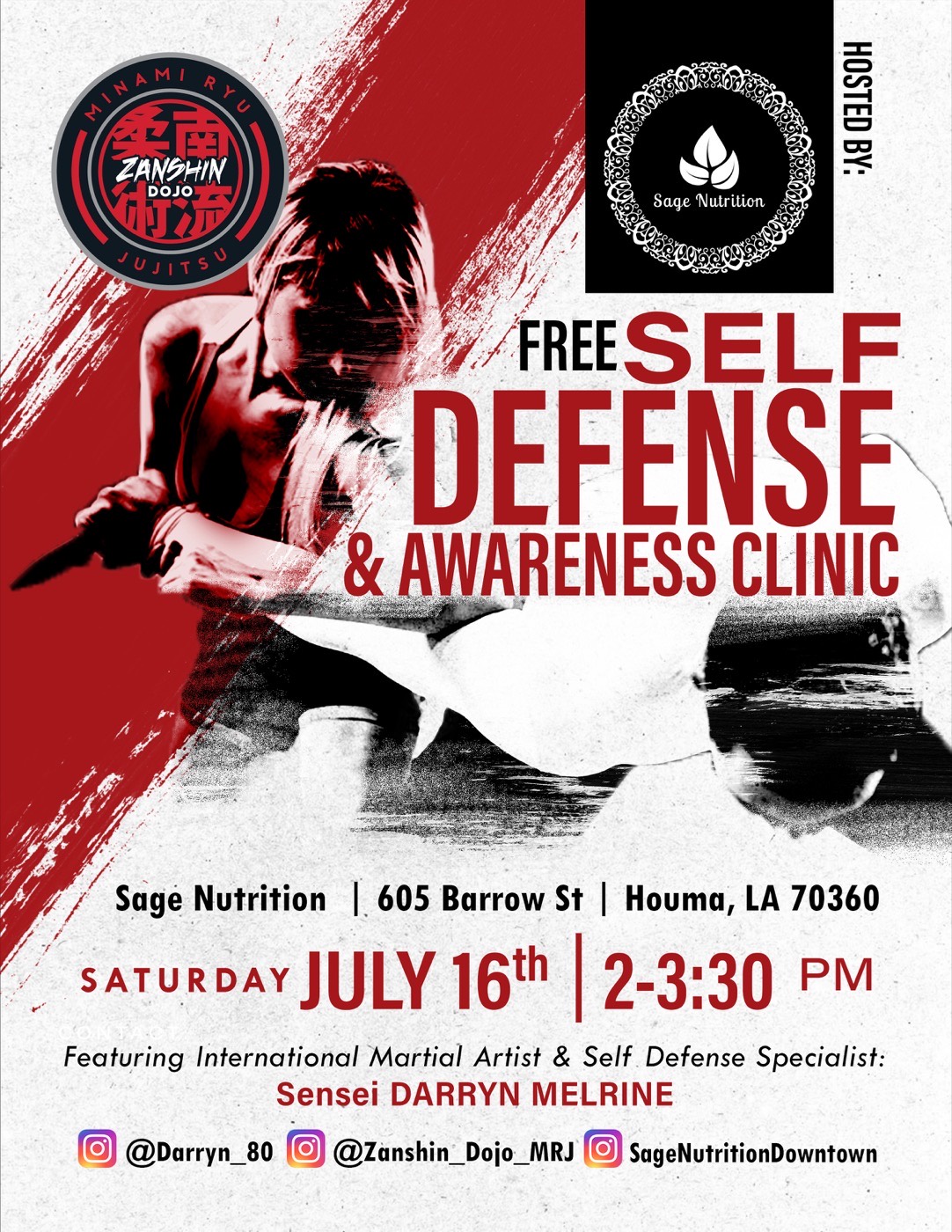 Sage Free Self-Defense event wall panel