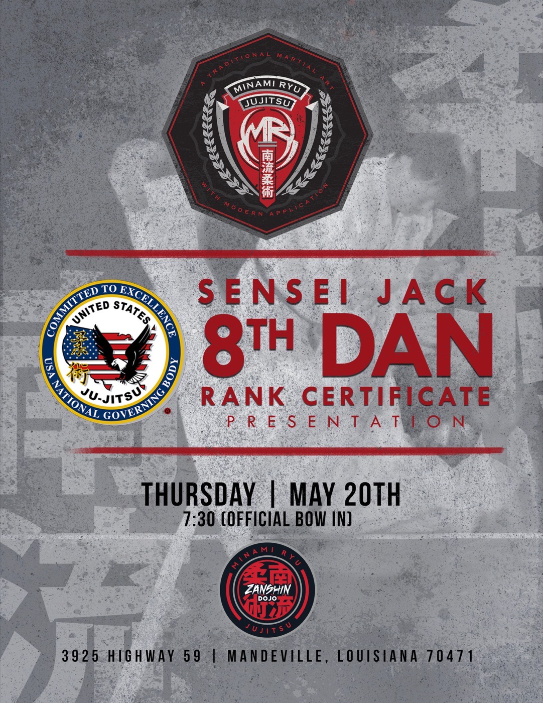 Sensei 8th Dan recognition wall panel