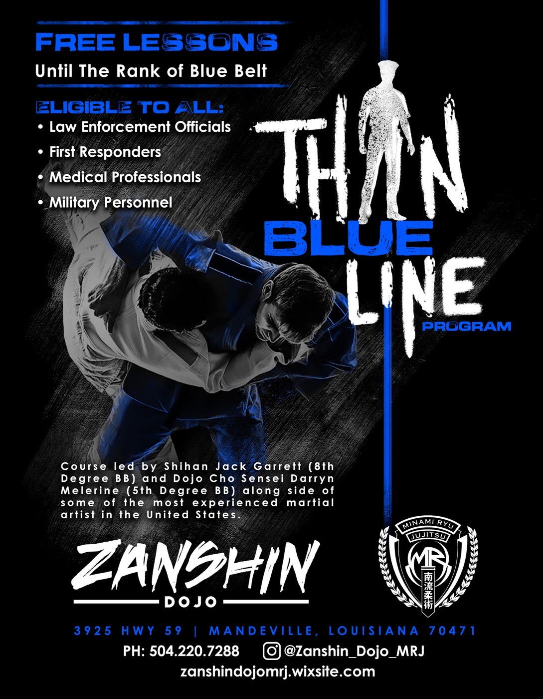 Thin Blue Line Program wall panel at Zanshin Dojo