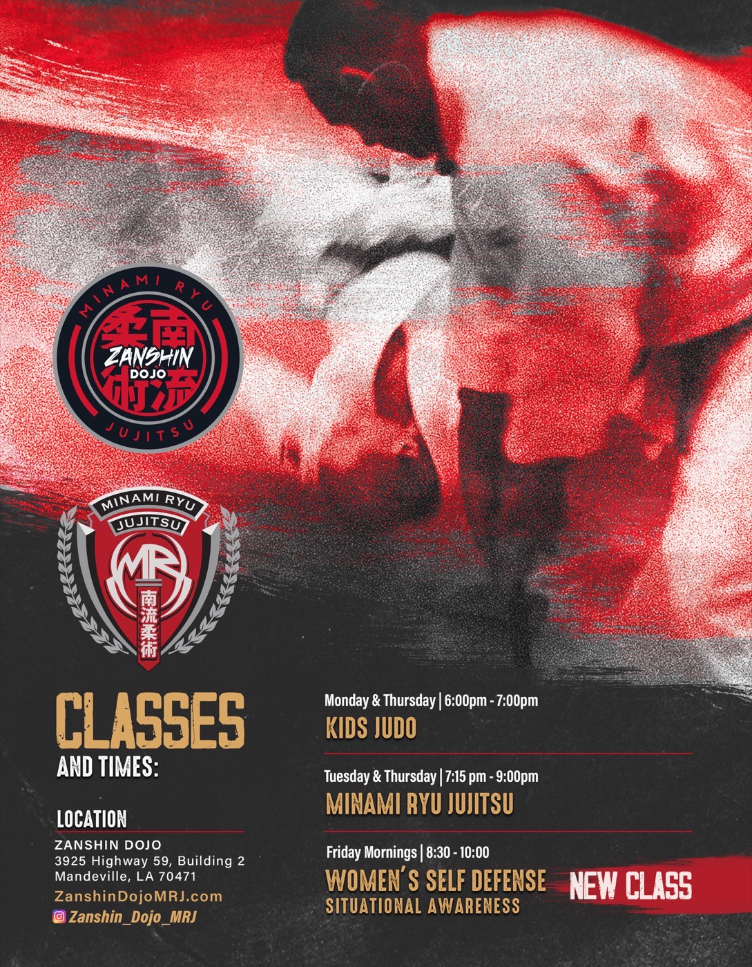 Classes wall panel at Zanshin Dojo
