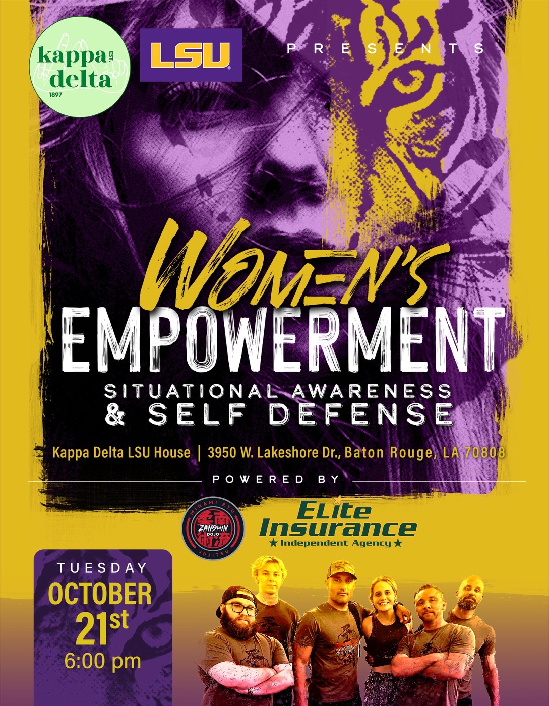 Women's Empowerment · Kappa Delta LSU wall panel at Zanshin Dojo