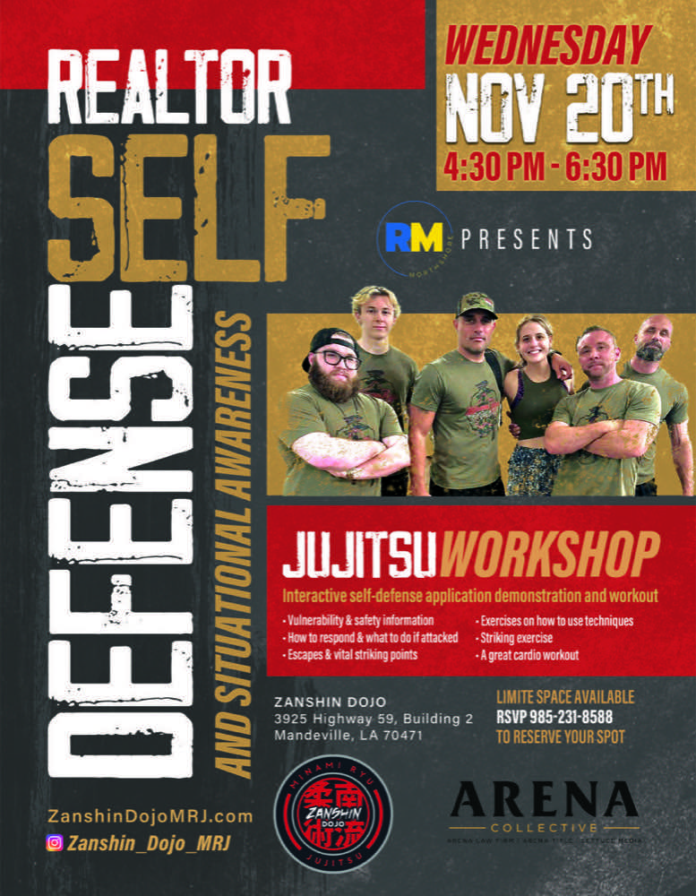 Realtor Self-Defense Nov 2024 wall panel at Zanshin Dojo